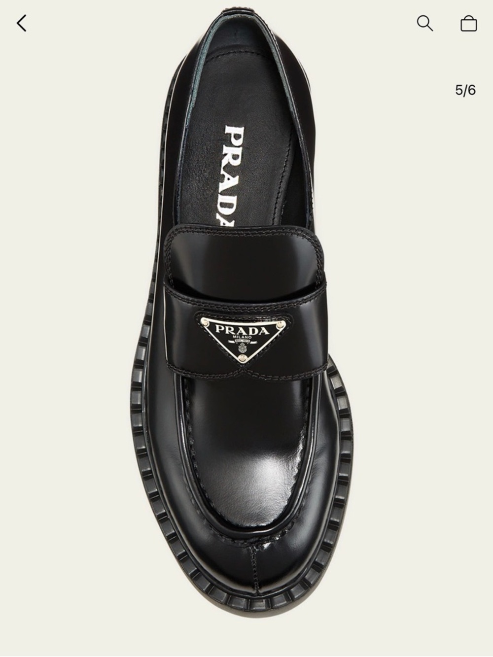 Prada Black Leather Logo Penny Loafers